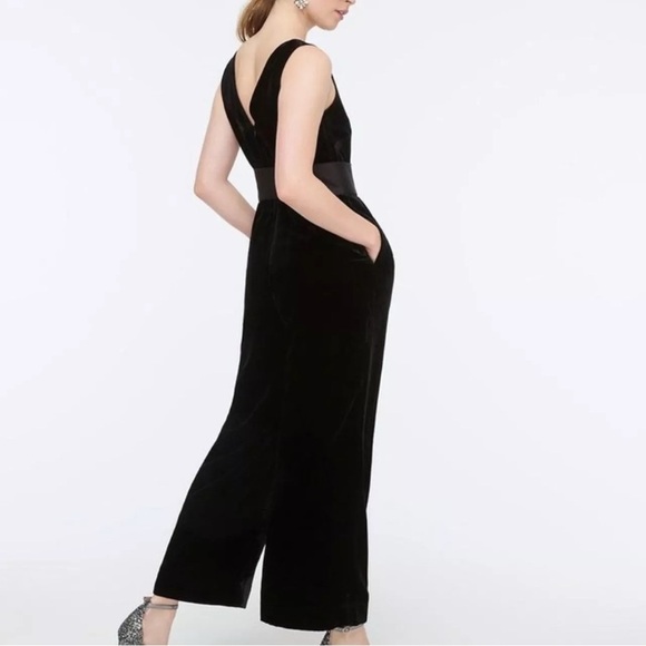 J.Crew V-neck Wide-Leg Velvet Jumpsuit Size 10P - Picture 3 of 13